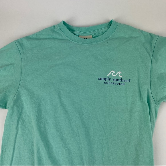 Simply Southern Tshirt Girls Small Green Waves - Picture 3 of 9